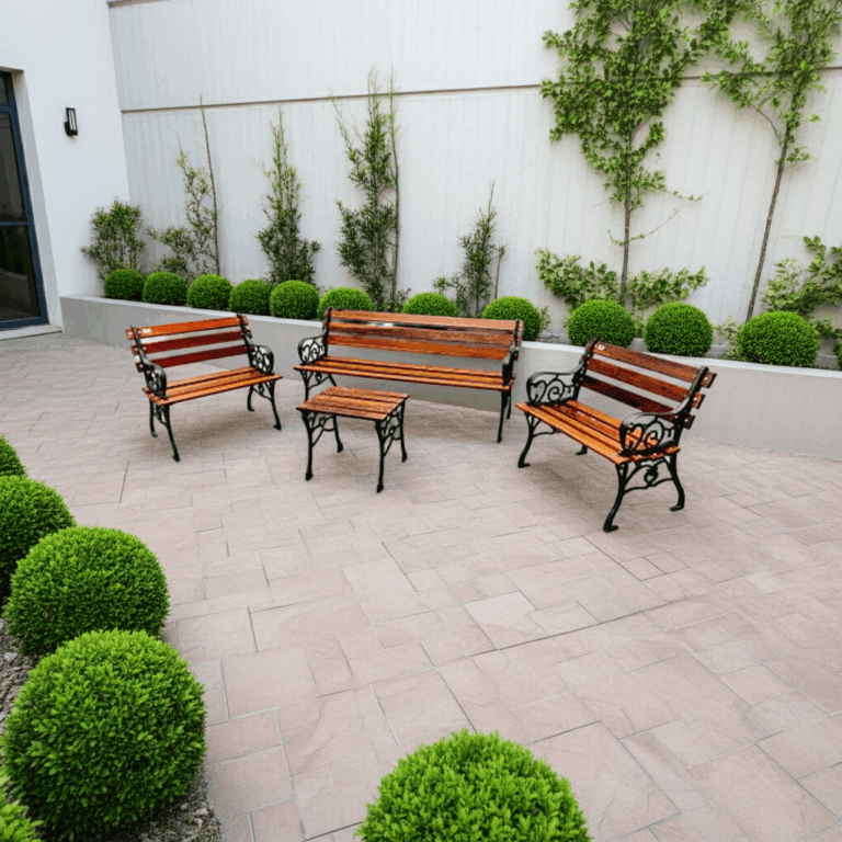 Conjunto de Jardim Frances em uma area de serviço